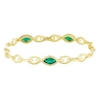 Thumbnail Image 1 of Marquise-Cut Lab-Created Emerald Station Bracelet in Sterling Silver with 14K Gold Plate