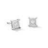 Thumbnail Image 1 of 0.10 CT. T.W. Certified Lab-Grown Diamond Solitaire Square Frame Stud Earrings in 10K White Gold (F/SI2)