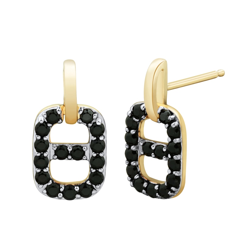 Onyx Mariner Link Doorknocker Earrings in 10K Gold
