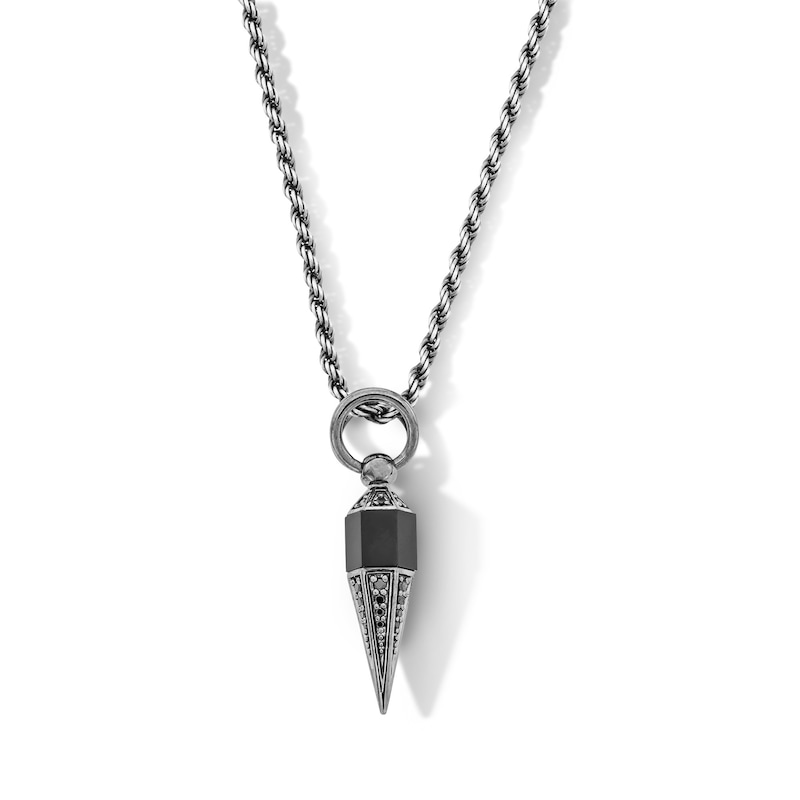 Limor Mindful Jewellery Onyx and 0.18 CT. T.W. Black Diamond Pendant in Black Rhodium-Plated Sterling Silver