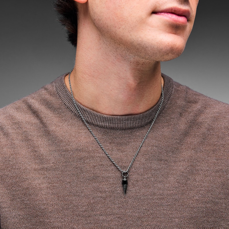 Limor Mindful Jewellery Onyx and 0.18 CT. T.W. Black Diamond Pendant in Black Rhodium-Plated Sterling Silver