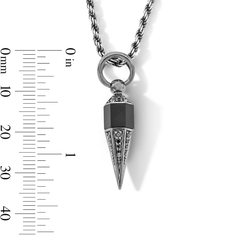 Main Image 3 of Limor Mindful Jewellery Onyx and 0.18 CT. T.W. Black Diamond Pendant in Black Rhodium-Plated Sterling Silver - 22”