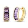 Thumbnail Image 1 of Channel-Set Baguette-Cut Amethyst Hoop Earrings in 10K Gold