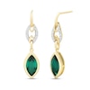 Thumbnail Image 1 of Marquise-Cut Lab-Created Emerald and 0.085 CT. T.W. Diamond Link Drop Earrings in 10K Gold