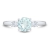 Thumbnail Image 3 of Aquamarine and 0.18 CT. T.W. Lab-Grown Diamond Three-Stone Ring in 10K White Gold (F/SI2)