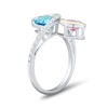Thumbnail Image 2 of Swiss Blue Topaz, 0.08 CT. T.W. Diamond and Lab-Created Pink Sapphire Bypass Ring in 10K Gold and Sterling Silver