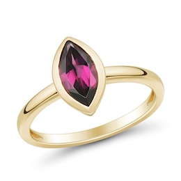 Bezel-Set Marquise-Cut Rhodolite Garnet Solitaire Ring in 10K Gold