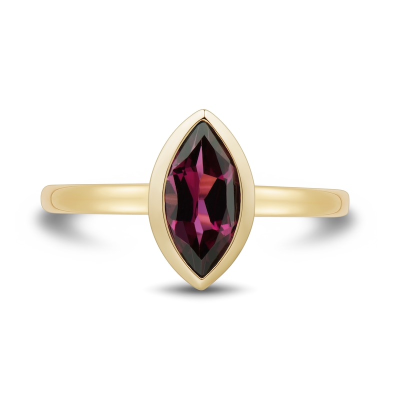 Main Image 3 of Bezel-Set Marquise-Cut Rhodolite Garnet Solitaire Ring in 10K Gold