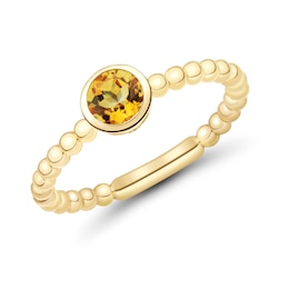 Stackable Bezel-Set Citrine Solitaire Ring in 10K Gold