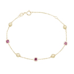 3.0mm Garnet Cable Chain Bracelet in 10K Gold - 7.25"