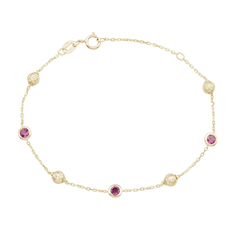 Main Image 1 of 3.0mm Garnet Cable Chain Bracelet in 10K Gold - 7.25"