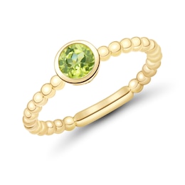 5.0mm Peridot Bezel-Set Solitaire Ring in 10K Gold
