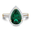 Thumbnail Image 3 of Pear-Shaped Lab-Created Emerald and 0.37 CT. T.W. Lab-Grown Diamond Frame Ring in 10K Gold (F/SI2)