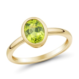 8.0mm x 6.0mm Oval Peridot Solitaire Ring in 10K Gold