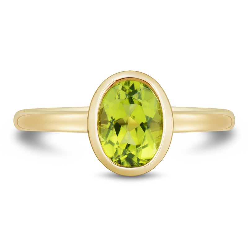 Main Image 3 of 8.0mm x 6.0mm Oval Peridot Solitaire Ring in 10K Gold