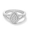 Thumbnail Image 1 of 0.25 CT. T.W. Pear-Shaped Certified Lab-Grown Multi-Diamond Double Frame Split Shank Promise Ring in Sterling Silver