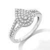 Thumbnail Image 2 of 0.25 CT. T.W. Pear-Shaped Certified Lab-Grown Multi-Diamond Double Frame Split Shank Promise Ring in Sterling Silver