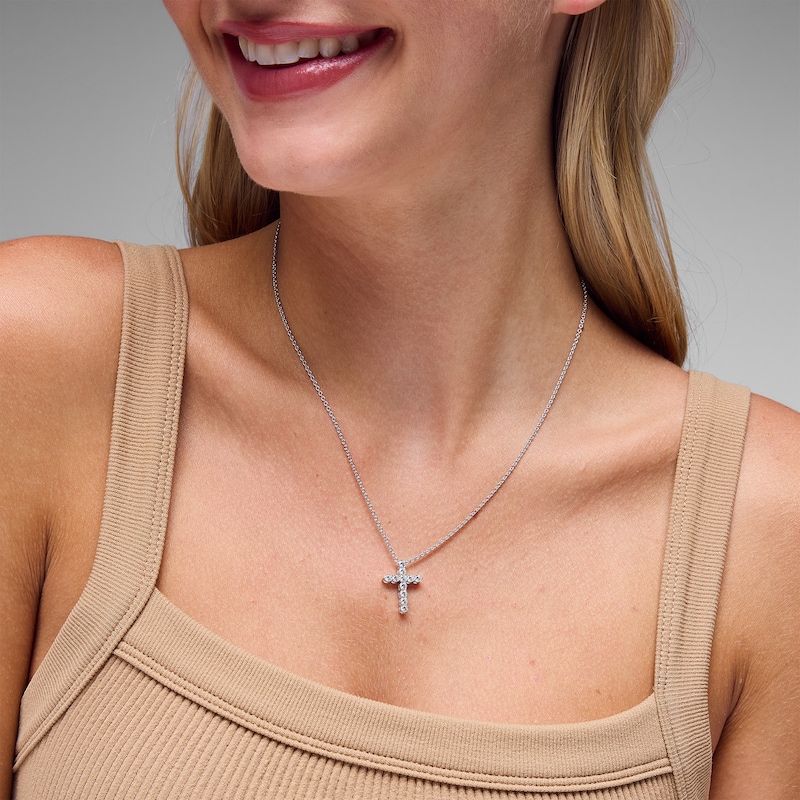 0.70 CT. T.W. Certified Lab-Grown Diamond Cross Pendant in Sterling Silver (I/SI2)