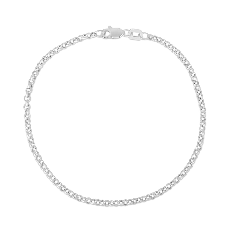 2.4mm Rolo Chain Anklet in Hollow 10K White Gold - 10"