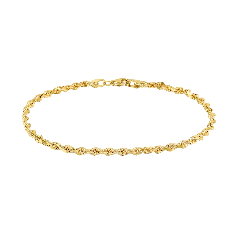 2.5mm Rope Chain Bracelet in Solid 10K Gold