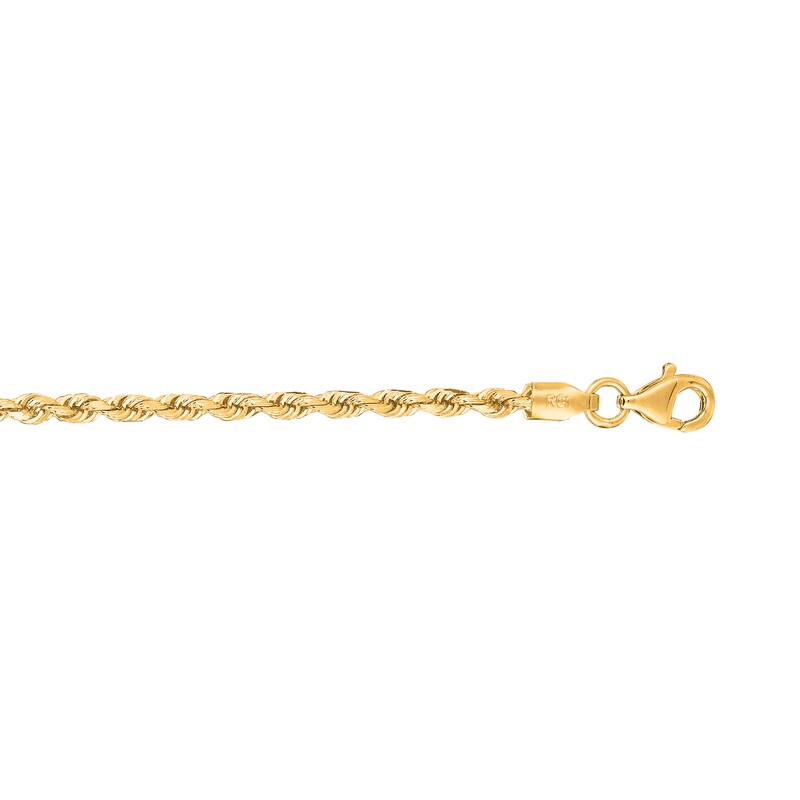 2.5mm Rope Chain Bracelet in Solid 10K Gold