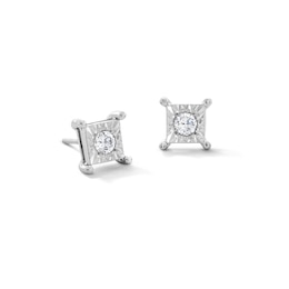 0.25 CT. T.W. Certified Lab-Grown Diamond Solitaire Square Frame Stud Earrings in 10K White Gold (F/SI2)