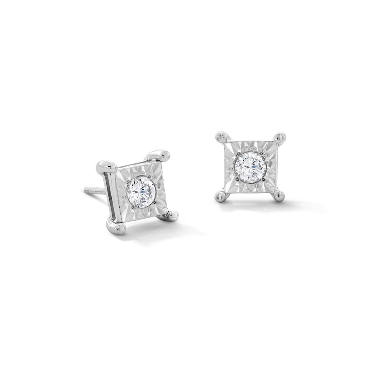 0.25 CT. T.W. Certified Lab-Grown Diamond Solitaire Square Frame Stud Earrings in 10K White Gold (F/SI2)