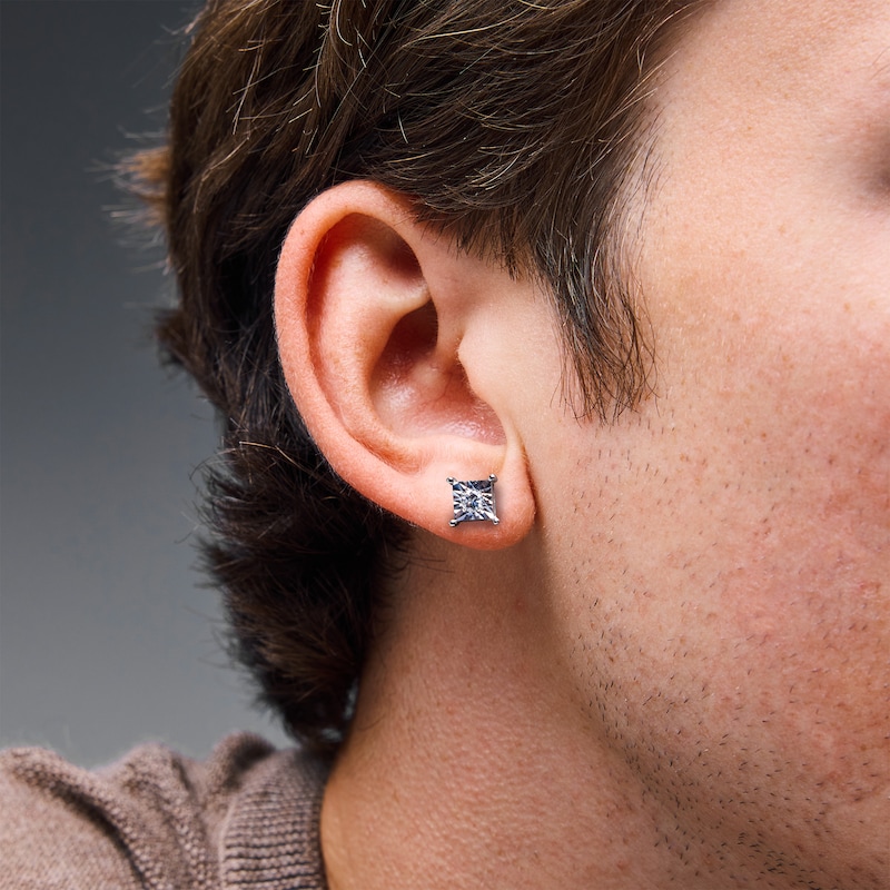 0.25 CT. T.W. Certified Lab-Grown Diamond Solitaire Square Frame Stud Earrings in 10K White Gold (F/SI2)