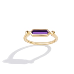 Limor Mindful Jewellery Guidestones Elongated Hexagon Amethyst Sideways Solitaire Ring in 10K Gold