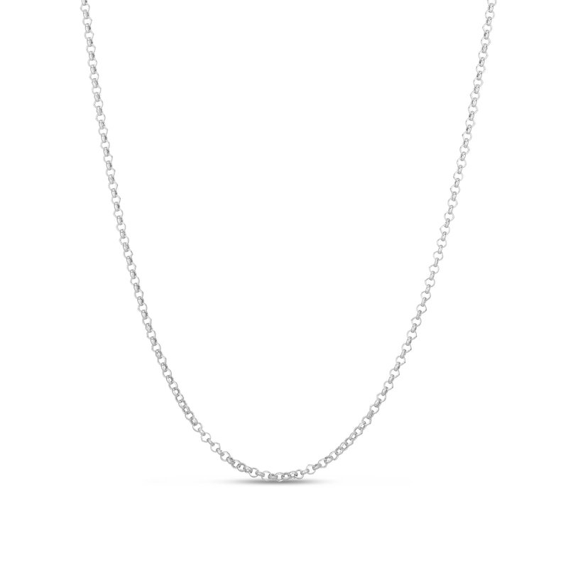 2.4mm Rolo Chain Necklace Hollow 10K White Gold