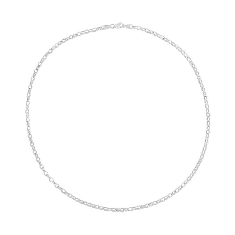 2.4mm Rolo Chain Necklace Hollow 10K White Gold