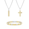Thumbnail Image 1 of Diamond Accent Cross Pendant, Bar Pendant and Bracelet Set in Two-Tone Stainless Steel