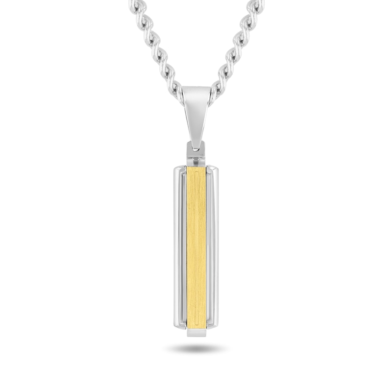 Main Image 2 of Diamond Accent Cross Pendant, Bar Pendant and Bracelet Set in Two-Tone Stainless Steel