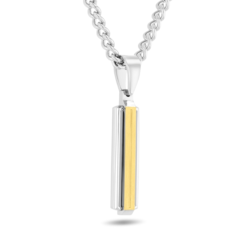 Main Image 3 of Diamond Accent Cross Pendant, Bar Pendant and Bracelet Set in Two-Tone Stainless Steel