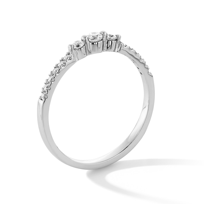 Main Image 3 of 0.20 CT. T.W. Diamond Three Stone Stackable Band in 10K White Gold