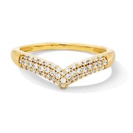 0.25 CT. T.W. Diamond Triple Row Chevron Band in 10K Gold