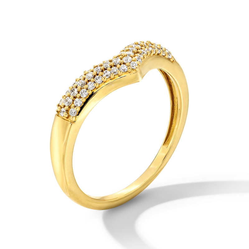 Main Image 3 of 0.25 CT. T.W. Diamond Triple Row Chevron Band in 10K Gold