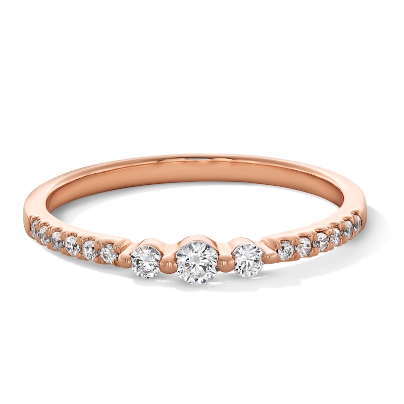 Main Image 1 of 0.20 CT. T.W. Diamond Three Stone Stackable Band in 10K Rose Gold