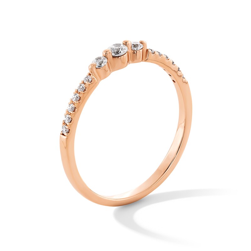 Main Image 3 of 0.20 CT. T.W. Diamond Three Stone Stackable Band in 10K Rose Gold