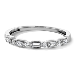 0.12 CT. T.W. Baguette and Round Diamond Alternating Stackable Band in 10K White Gold