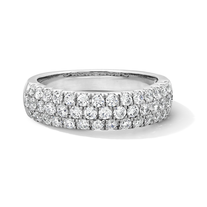 Main Image 1 of 1.00 CT. T.W. Certified Lab-Grown Diamond Triple Row Band in 14K White Gold (F/VS2)