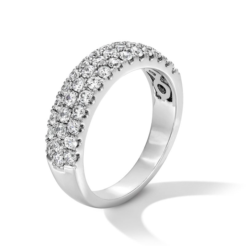 Main Image 2 of 1.00 CT. T.W. Certified Lab-Grown Diamond Triple Row Band in 14K White Gold (F/VS2)