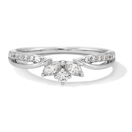 0.30 CT. T.W. Marquise-Cut and Round Certified Lab-Grown Diamond Contour Band in 14K White Gold (F/VS2)