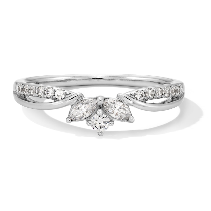 Main Image 1 of 0.30 CT. T.W. Marquise-Cut and Round Certified Lab-Grown Diamond Contour Band in 14K White Gold (F/VS2)