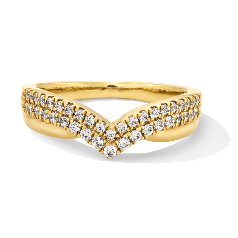Main Image 1 of 0.30 CT. T.W. Certified Lab-Grown Diamond Double Row Chevron Band in 14K Gold (F/VS2)