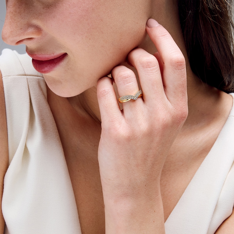 Main Image 2 of 0.30 CT. T.W. Certified Lab-Grown Diamond Double Row Chevron Band in 14K Gold (F/VS2)