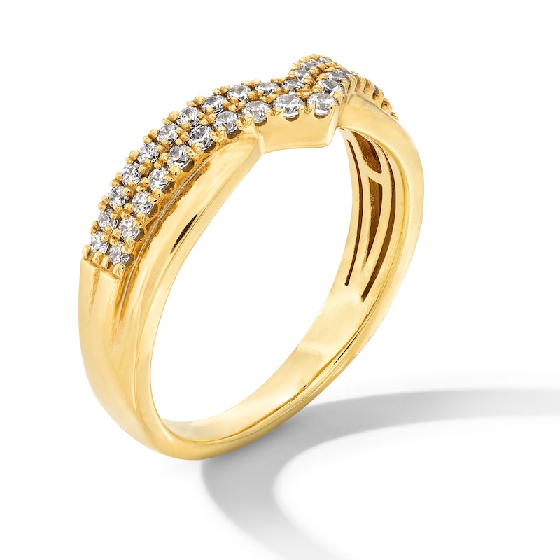 Main Image 3 of 0.30 CT. T.W. Certified Lab-Grown Diamond Double Row Chevron Band in 14K Gold (F/VS2)