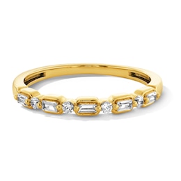 0.12 CT. T.W. Baguette and Round Diamond Alternating Stackable Band in 10K Gold
