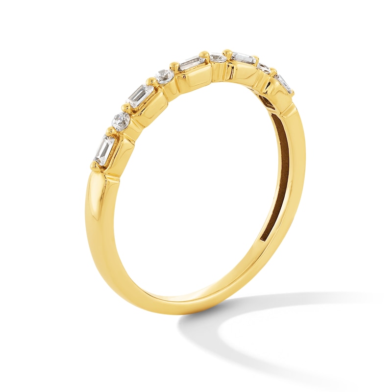 Main Image 3 of 0.12 CT. T.W. Baguette and Round Diamond Alternating Stackable Band in 10K Gold