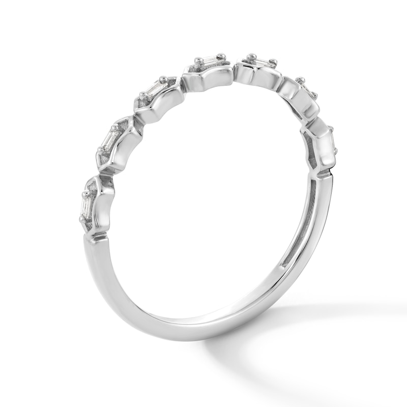Main Image 2 of 0.05 CT. T.W. Baguette-Cut Diamond Seven-Stone Band in 10K White Gold